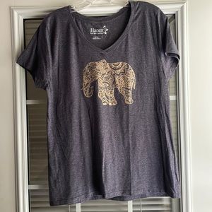 Navy Shirt with Gold Elephant